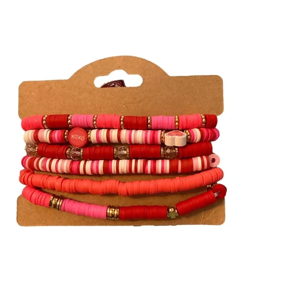 Colorful Heart Charm Bracelet Set